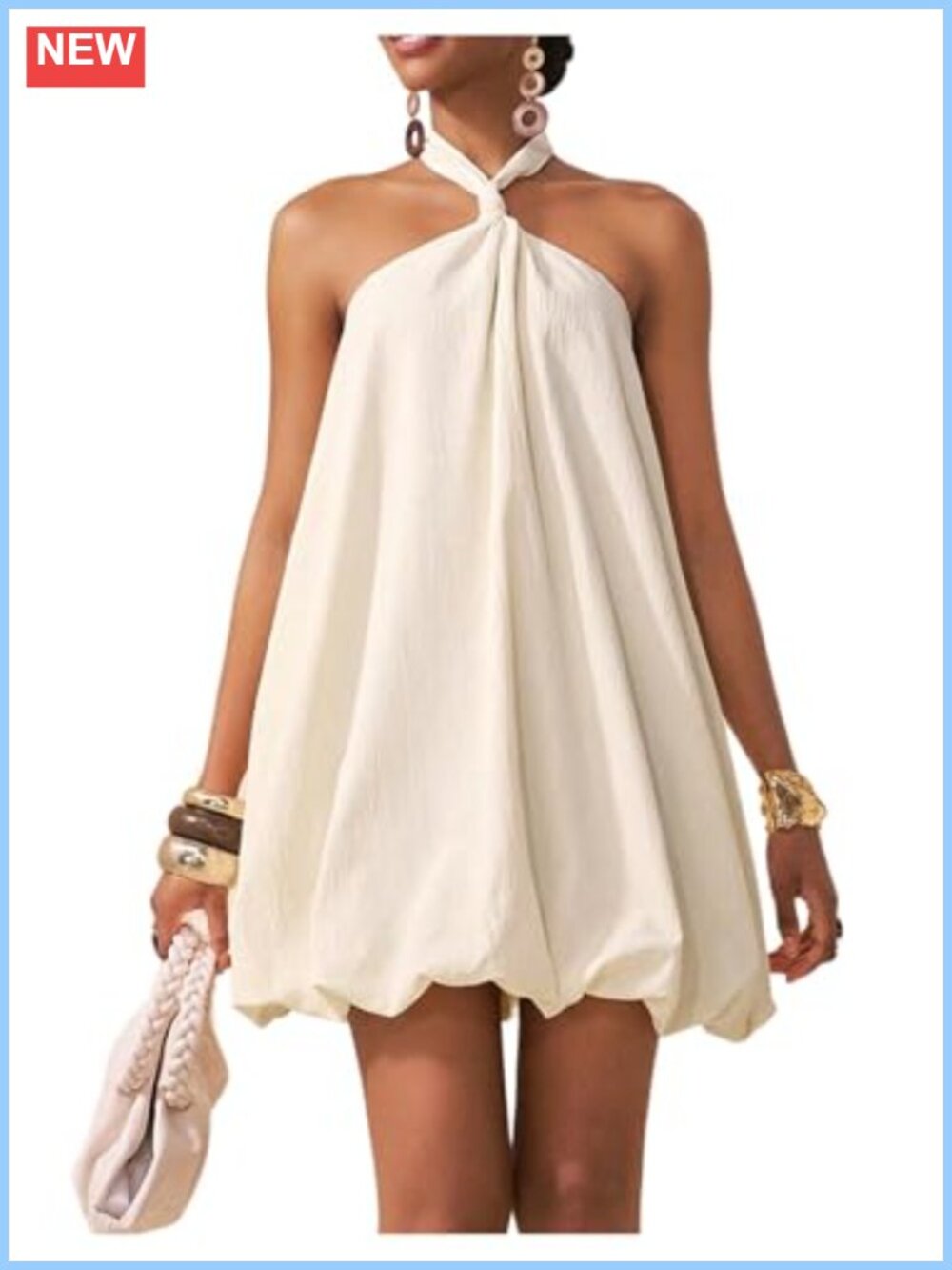 Halter Neck Backless Knot Front Mini Dress A-Line Party Vacation